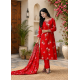 Enjoy Your Festival & wedding with Our Beautiful 3pc suit set with chiffon dupatta with beautiful design Red