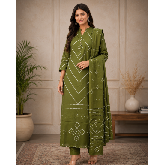 Very amazing kurta palazo set which makes your looks very impressive and stunning Olive Green