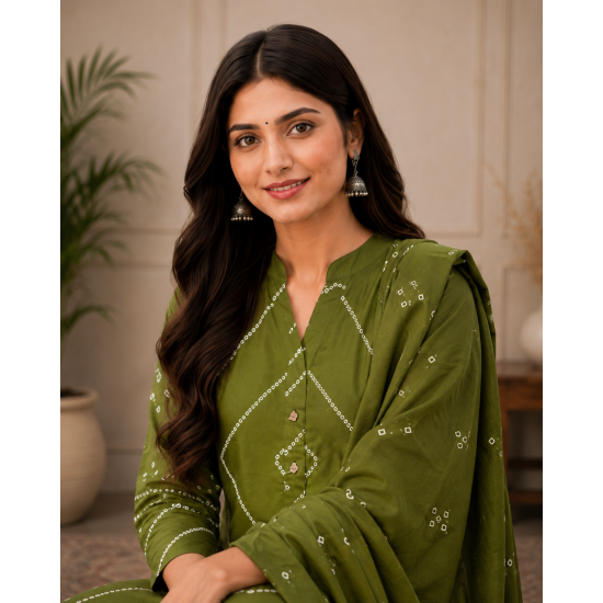 Very amazing kurta palazo set which makes your looks very impressive and stunning Olive Green