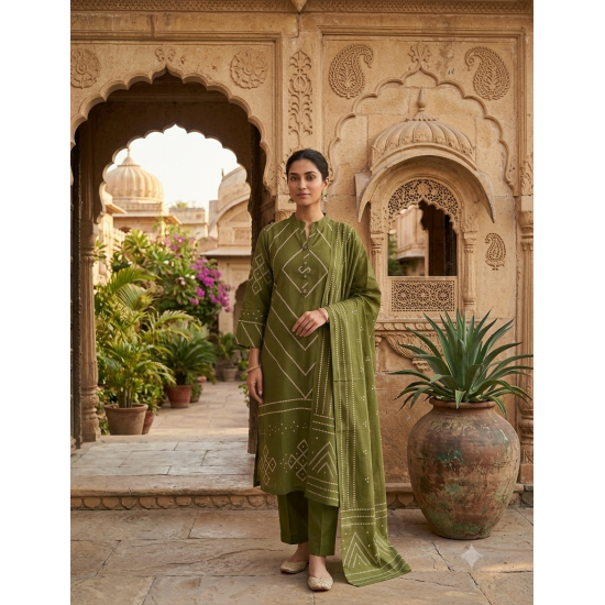 Very amazing kurta palazo set which makes your looks very impressive and stunning Olive Green