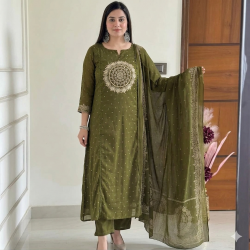 Elevate your ethnic wardrobe with this elegant special suit set Olive Green