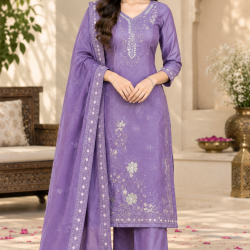 Silk Blend trending fabric heavy design suits with this stunning color Purple