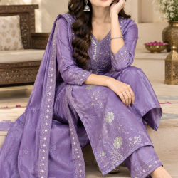 Silk Blend trending fabric heavy design suits with this stunning color Purple