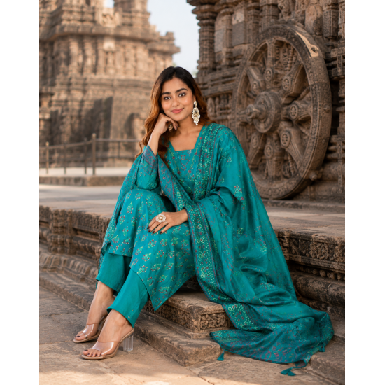 Beautiful party/festive wear kurta set with dupatta Aqua Blue
