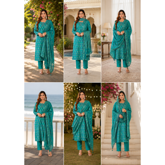Beautiful party/festive wear kurta set with dupatta Aqua Blue