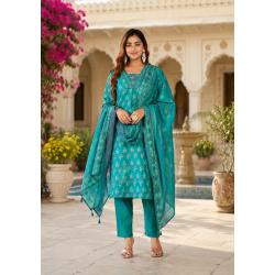 Beautiful party/festive wear kurta set with dupatta Aqua Blue