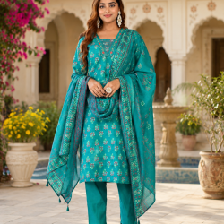 Beautiful party/festive wear kurta set with dupatta Aqua Blue
