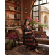 Frock style kurta with side Dori attached heavy tassel with pattern pant & dupatta Black