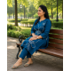 New to our smart premium cotton Kurta pant set that's perfect for work wear/Hand work on kurta & bottom wear Blue