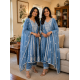 New Designer Collection beautiful 3pcs anarkali Suit Set light blue