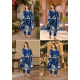 Kurta with V neck and beautifully design on neck in rayon silk fabric Blue