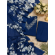Kurta with V neck and beautifully design on neck in rayon silk fabric Blue