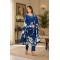 Kurta with V neck and beautifully design on neck in rayon silk fabric Blue