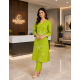 New to our smart premium cotton Kurta pant set that's perfect for work wear/Hand work on kurta & bottom wear Green