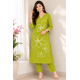 New to our smart premium cotton Kurta pant set that's perfect for work wear/Hand work on kurta & bottom wear Green