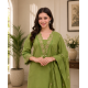 DESIGNER SUIT SET WITH EMBROIDERY WORK AND KODI LATKAN GREEN
