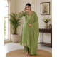 DESIGNER SUIT SET WITH EMBROIDERY WORK AND KODI LATKAN GREEN