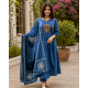 Latest Peacock bandhani print Designer suit set Blue