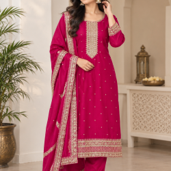 Femy Trend Silk Blend Fabric Embroidered Kurta Set in this attractive Magenta Color
