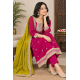 Rich look of vichitra fabric with heavy quality with premium finish color Magenta