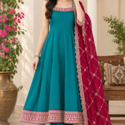 Femy Trend stylish Women Anarkali Kurta Set with Dupatta designed for elegance and comfort Teal