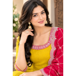 Femy Trend stylish Women Anarkali Kurta Set with Dupatta designed for elegance and comfort Mustard
