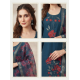 Elegant Mulchanderi Women's Blue Embroidered Kurta palazzo Dupatta set Dark Blue