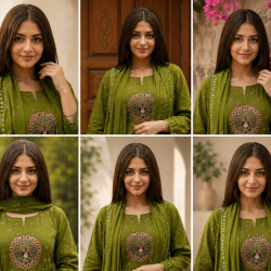 Latest Peacock bandhani print Designer suit set Green