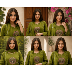 Latest Peacock bandhani print Designer suit set Green