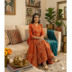 Beautiful New Anarkali dress/gown with pant & Beautiful Dupatta for festive  occasion Orange