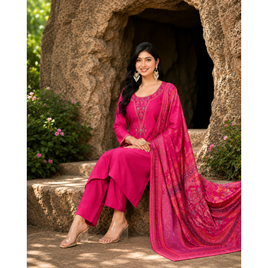 Festive/party wear Kurta & Trouser With Dupatta for Women Pink
