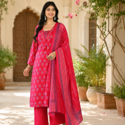 Beautiful party/festive wear kurta set with dupatta Pink
