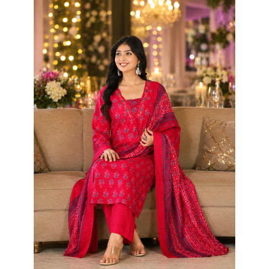 Beautiful party/festive wear kurta set with dupatta Pink