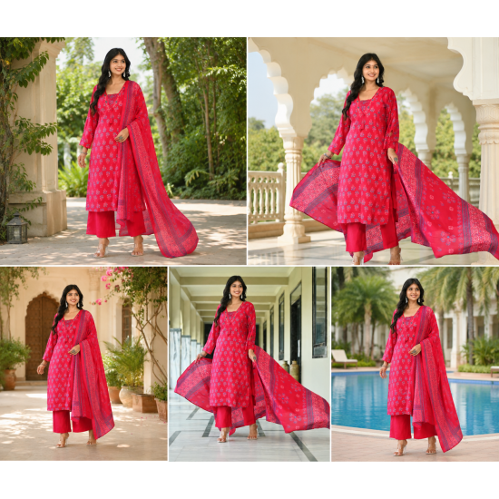 Beautiful party/festive wear kurta set with dupatta Pink