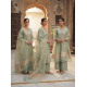 Roman silk blend pattern kurta with lining & paired with palazzo and a delicately embellished dupatta Pista