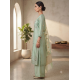 Roman silk blend pattern kurta with lining & paired with palazzo and a delicately embellished dupatta Pista