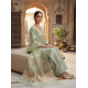 Roman silk blend pattern kurta with lining & paired with palazzo and a delicately embellished dupatta Pista