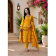 Enjoy Your Festival & wedding with Our Beautiful 3pc suit set with chiffon dupatta with beautiful design Yellow