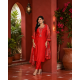 Festive/party wear Kurta & Trouser With Dupatta for Women Red
