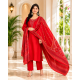 Festive/party wear Kurta & Trouser With Dupatta for Women Red
