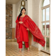 Festive/party wear Kurta & Trouser With Dupatta for Women Red