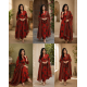 Frock style kurta with side Dori attached heavy tassel with pattern pant & dupatta Rust