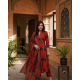 Frock style kurta with side Dori attached heavy tassel with pattern pant & dupatta Rust