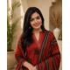 Frock style kurta with side Dori attached heavy tassel with pattern pant & dupatta Rust