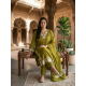 DESIGNER SUIT SET WITH EMBROIDERY WORK AND KODI LATKAN OLIVE GREEN