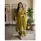 DESIGNER SUIT SET WITH EMBROIDERY WORK AND KODI LATKAN OLIVE GREEN