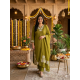 DESIGNER SUIT SET WITH EMBROIDERY WORK AND KODI LATKAN OLIVE GREEN