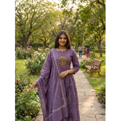 Latest Peacock bandhej print Designer suit set Violet
