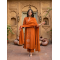 Abstract cotton 3 Piece set for work & casual wear floral on kurta & slit with highlights and beautiful placed dupatta Rust