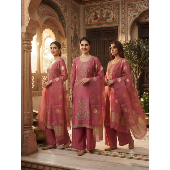 Glass chiffon trending fabric With glossy finish Pink